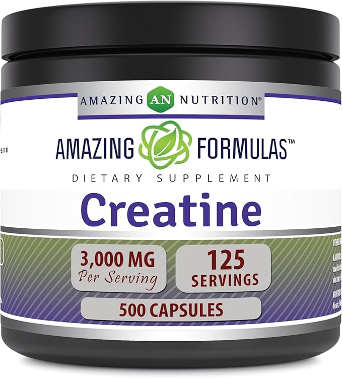 Amazing Formulas Creatine 3000Mg Per Serving 500 Capsules Supplement | Non-GMO | Gluten Free | Made in USA