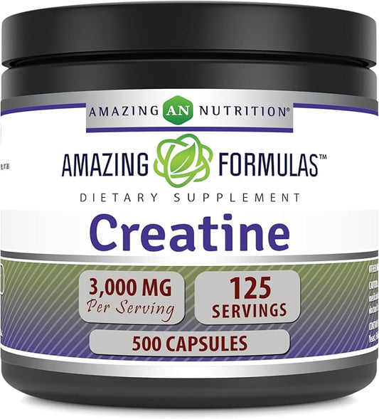 Amazing Formulas Creatine 3000Mg Per Serving 500 Capsules Supplement | Non-GMO | Gluten Free | Made in USA