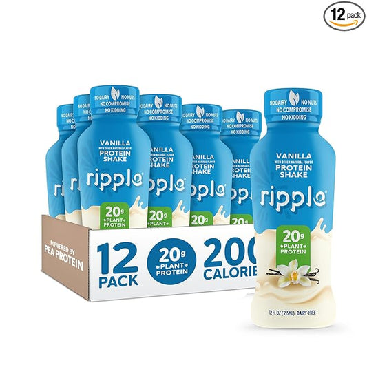 Ripple Vegan Protein Shake 20g Nutritious 12 Oz, 12 Pack