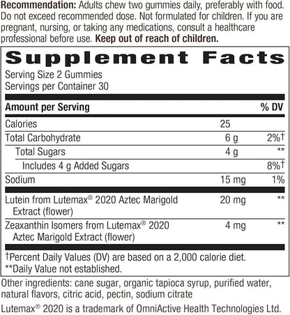 Nature's Way Lutein Gummies with Zeaxanthin, 60 Count