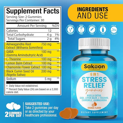 6-in-1 Stress Relief Gummies 60ct 60 gummies