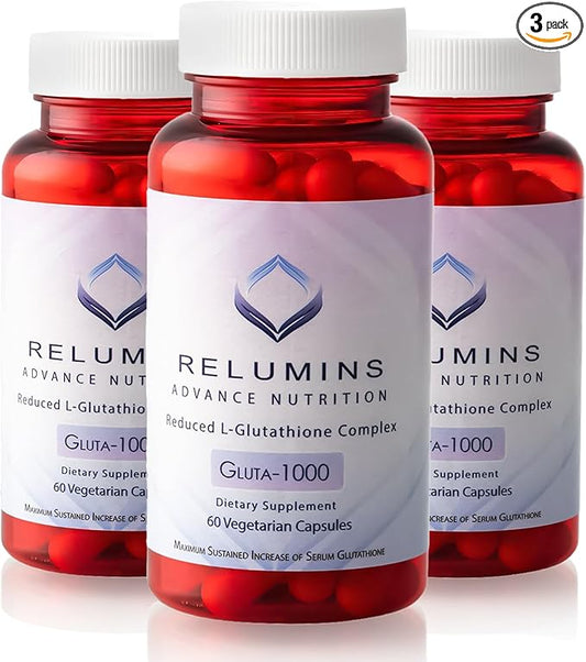 Relumins L Glutathione Supplement Complex 1000mg Complex 60 Caps 3 Bottles