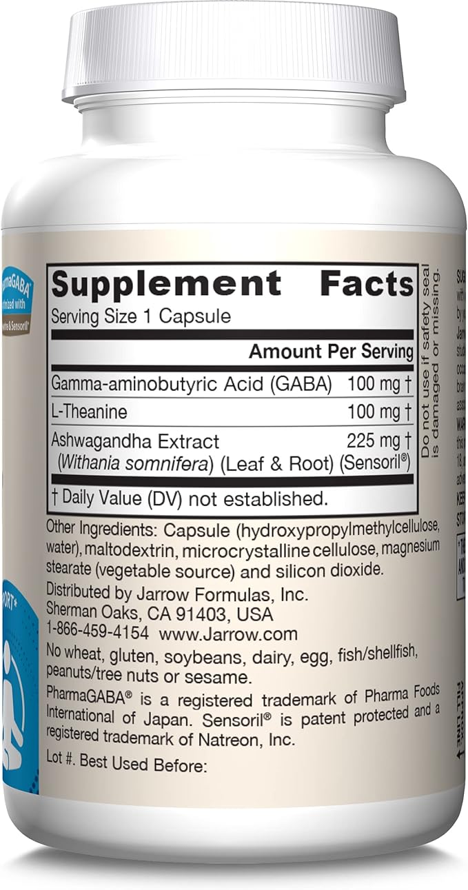 Jarrow Formulas GABA Soothe, 3 Ingredient 30 Veggie 30 Day