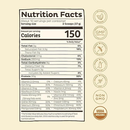 KOS Plant Based Protein Powder, Vanilla 10 Servings