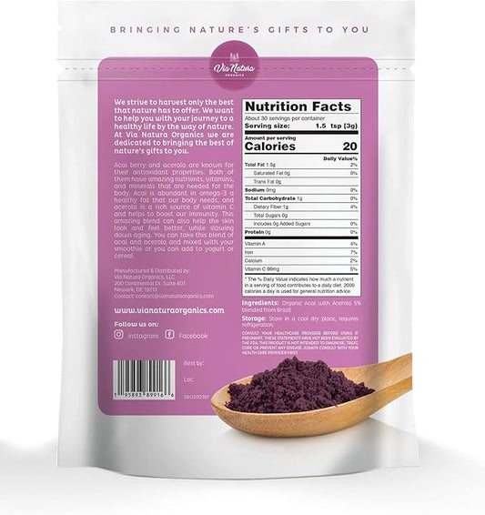 Organic Acai & Acerola 5% Powder, 4oz. Omega-3 |