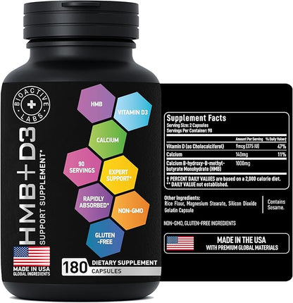 Advanced HMB Vitamin D3 Supplement 1,000mg Formula 180 Capsules