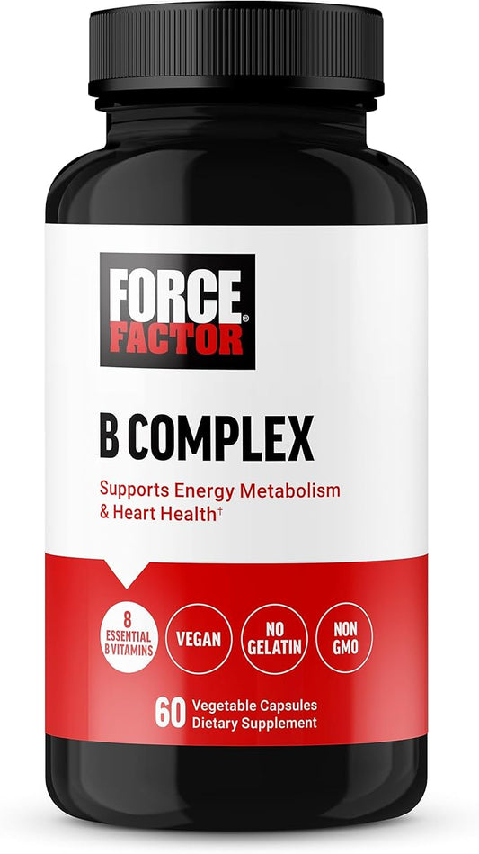 FORCE FACTOR Vitamin B Complex to B1, Vitamin B2, Vitamin B3, Vitamin B6, Vitamin B12, and 60 Vegetable