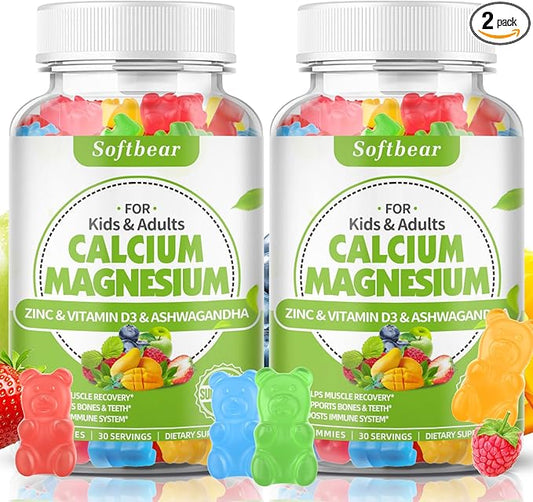 Calcium Magnesium Zinc Gummies for Women, 600 mg D3 for 120 Gummies