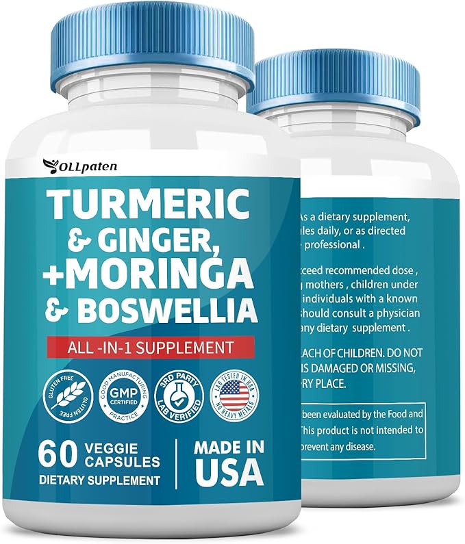 Turmeric Curcumin 30000mg Moringa 50000mg Ginger 3000mg Boswellia 3000mg Saffron 2000mg All-in-One 60 Capsules