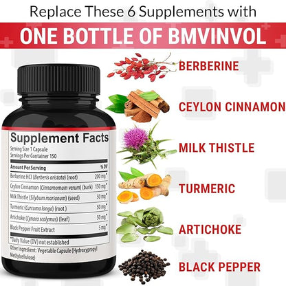 150 Capsules Berberine Supplement with Ceylon 5 Month