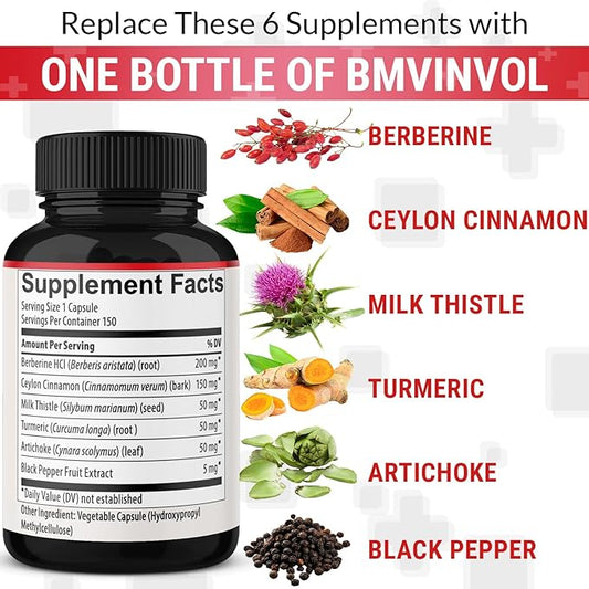 150 Capsules Berberine Supplement with Ceylon 5 Month