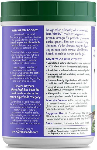 Green Foods True Vitality Plant Protein 25.2 oz