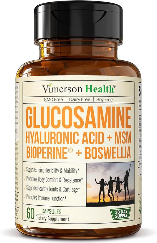 Glucosamine Sulfate with Hyaluronic Acid, Bioperine, 5-in-One Joint 60 Capsules