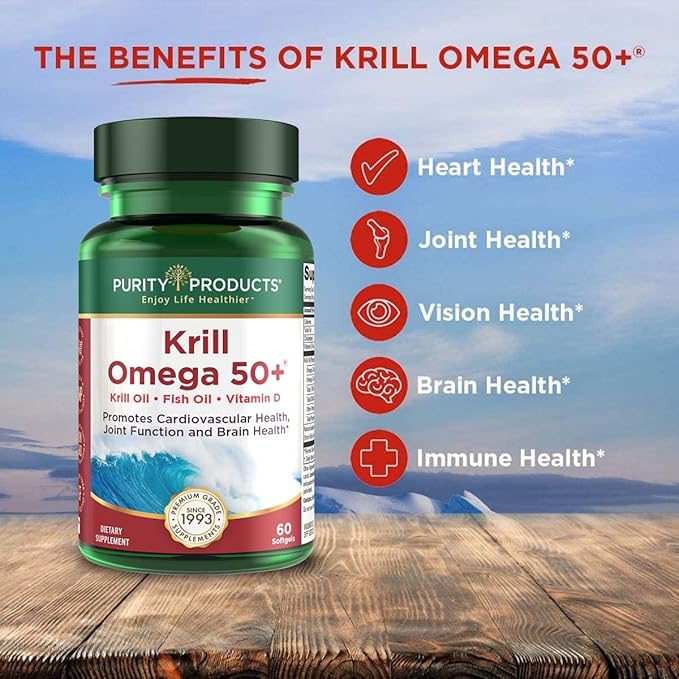 Purity Products Krill Omega 50 (Krill 1000mg + 500mcg + 200mg + 500 IU) 60 Mini