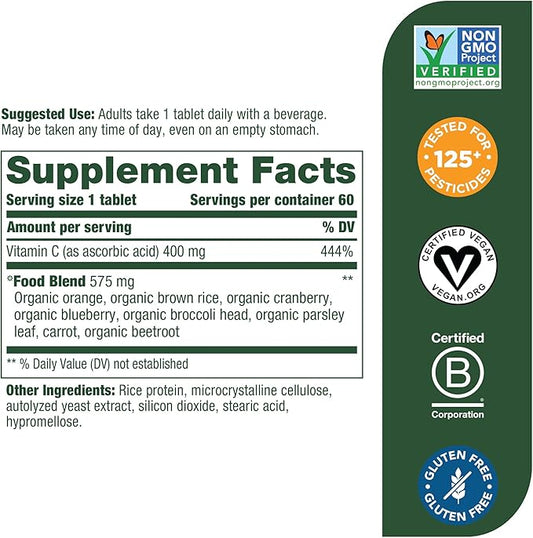 MegaFood Ultra C 400 mg 60 Tablets, 60 Servings