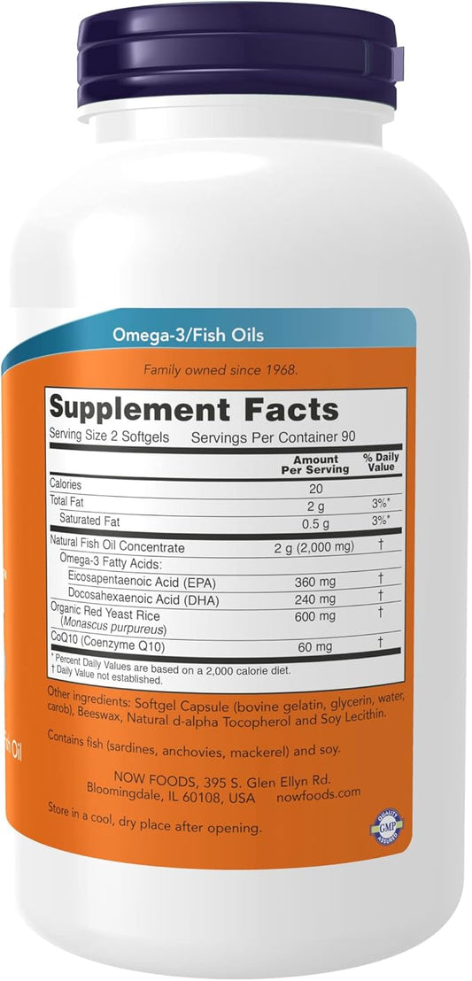NOW Supplements, Red Omega™ with CoQ10 30 mg Omega-3 Fish 180 Softgels