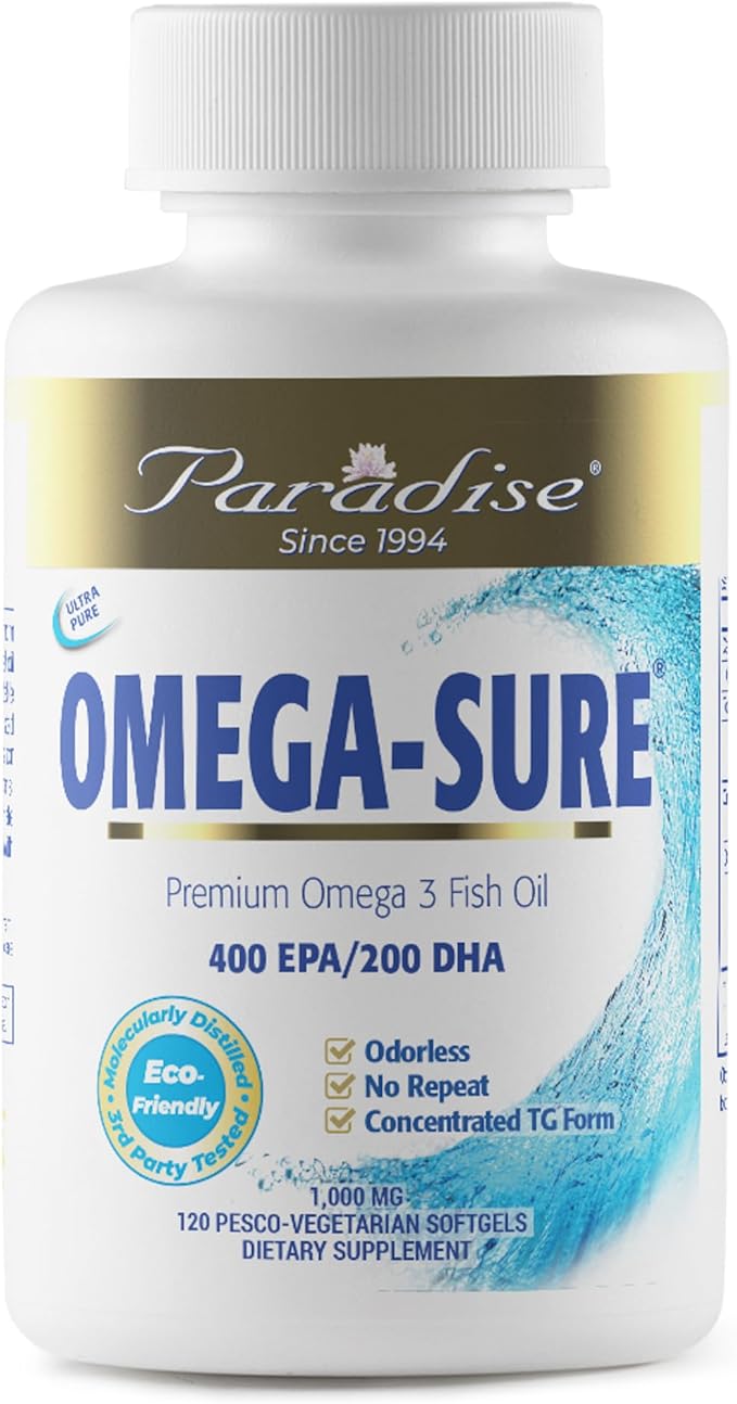 Paradise Herbs Omega-Sure, Omega-3 Concentrate, Premium 120 Count