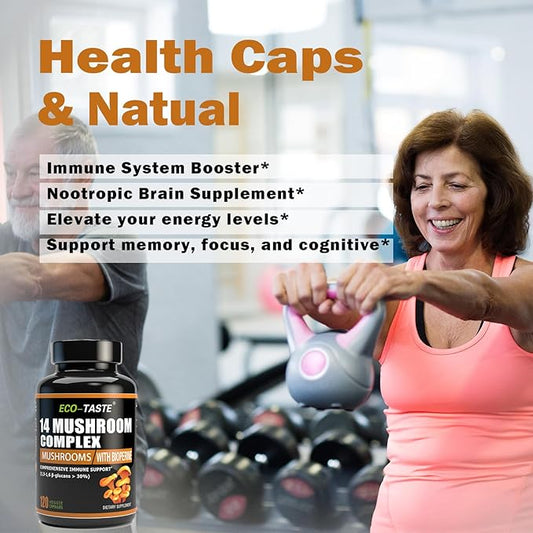14 Mushrooms Supplement 120 Capsules 30% Beta-Glucan
