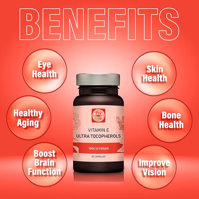 Kala Health Vitamin E 1000 IU 450mg Vitamin 4 Tocopherols