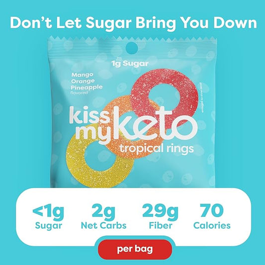 Kiss My Keto Gummies Candy – Low Carb Candy Gummy Rings, Keto Snack Pack – Healthy Candy Gummys – Vegan Candy, Keto Gummy Candy – Keto Candy Gummies (6-pack)