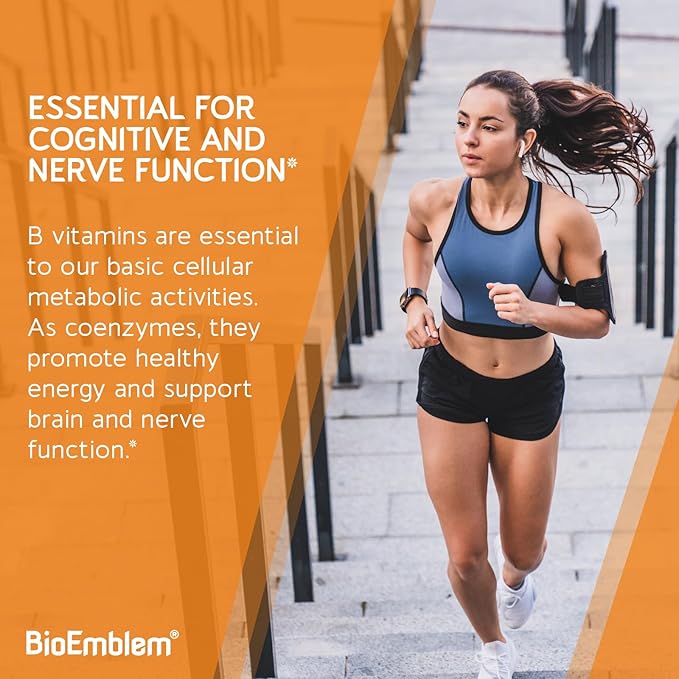 BioEmblem Vitamin B-Complex 8 Active B12, B6, B6, Biotin 90 Capsules