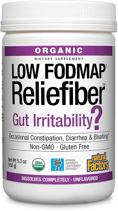 Natural Factors, Organic Low FODMAP Reliefiber, 5.3 Oz