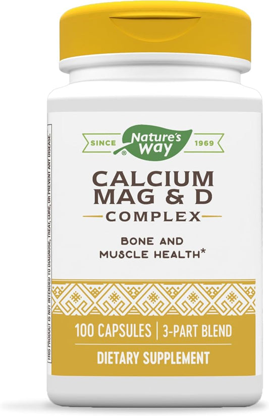 Nature's Way Calcium-Magnesium-Vitamin D Capsules, Supports 100 Capsules