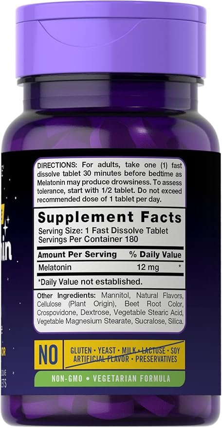 Carlyle Melatonin 12 mg Fast Dissolve 180 Tablets