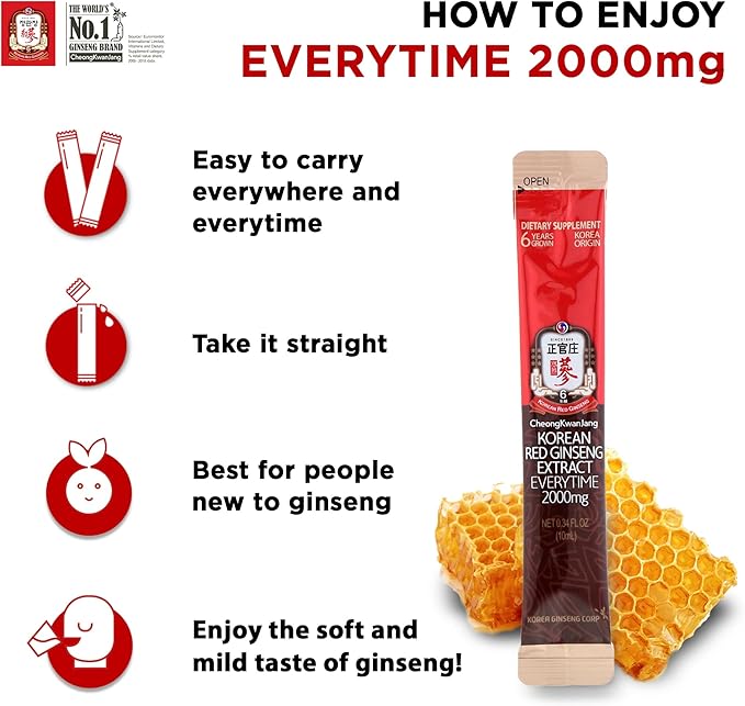 Korean Red Ginseng Everytime 2000mg with Propolis 10 Sticks