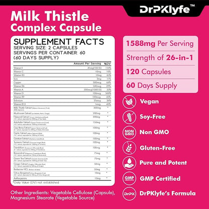 Milk Thistle,Mushroom,Flax See,Artichoke, Goji Berry, garlic, 1588 mg