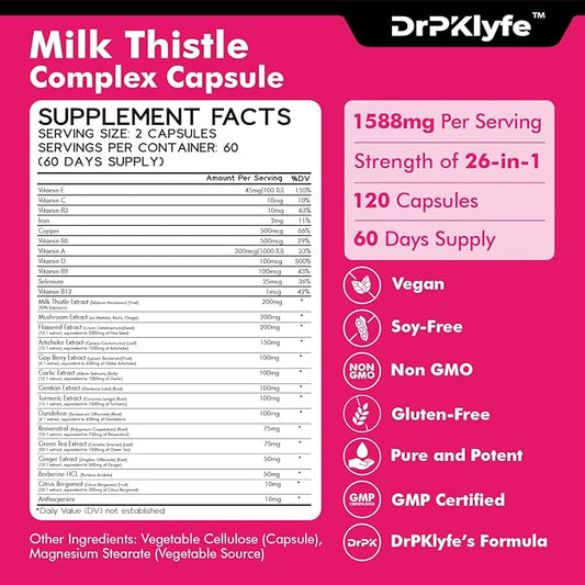 Milk Thistle,Mushroom,Flax See,Artichoke, Goji Berry, garlic, 1588 mg