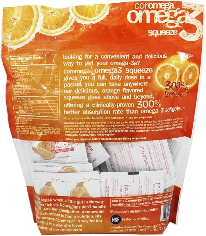 Coromega - Omega-3 Squeeze Orange - 120 Packet(s)