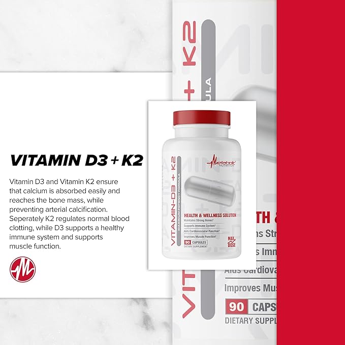 Metabolic Nutrition Vitamin D3 + K2, 90 Veggie 7000IU per