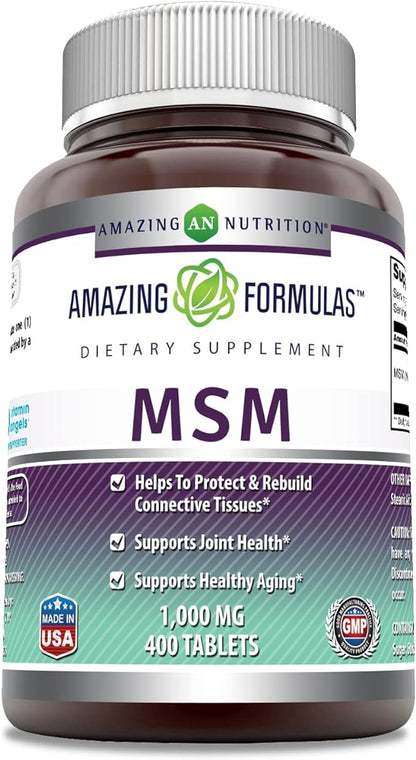 Amazing Formulas MSM (Methylsulfonylmethane) Supplement 1000 Mg 400 Tablets