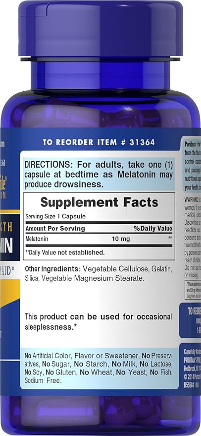 Puritan's Pride Rapid Release Melatonin 10Mg 120 Count,