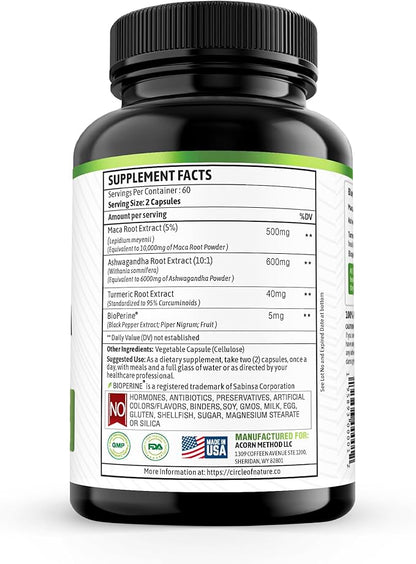 Maca Root 10,000 mg, Ashwagandha 6000mg 120 Capsules
