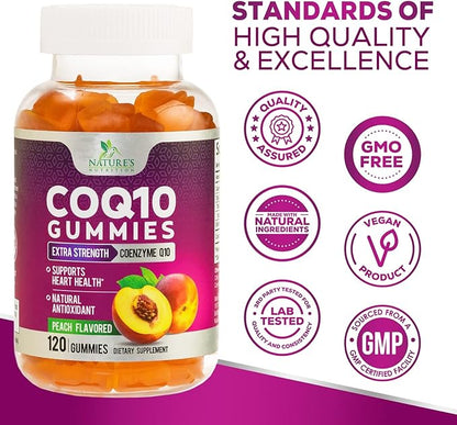 CoQ10 100mg Gummies Q10 Supplement, CoQ10 Gummies Q10 Gummy 120 Count Q10 Vitamins