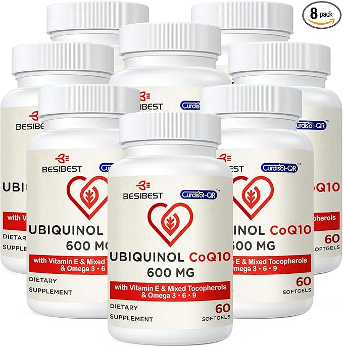 Ubiquinol CoQ10-600mg-Softgel, Active Coq10 Ubiquinol Supplement 3, 6, 6, 9, 9, High Absorption-Coenzyme-Q10, Powerful 480 Count