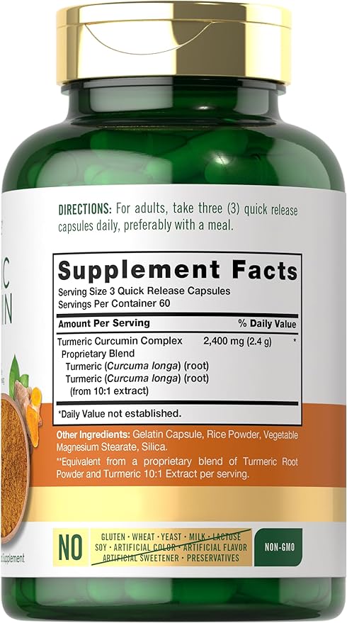 Carlyle Turmeric Curcumin Supplement 2400mg 180 Powder
