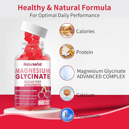 Magnesium Glycinate Gummies 1000mg B6, CoQ10 CoQ10 for 120 Cherry -2 Pack