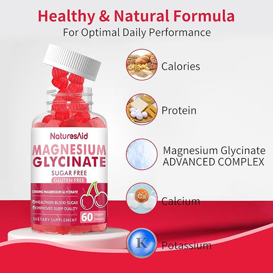 Magnesium Glycinate Gummies 1000mg B6, CoQ10 CoQ10 for 120 Cherry -2 Pack
