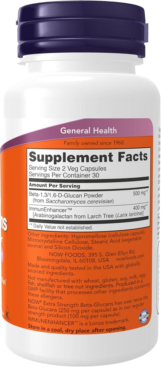 NOW Supplements, Beta-Glucans with ImmunEnhancer™ 60 Veg