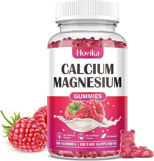 Calcium Magnesium Zinc Gummies, Calcium Magnesium 2:1 Ratio D3, K2, K2, B6, B6, B12 B12 for 60 Gummies