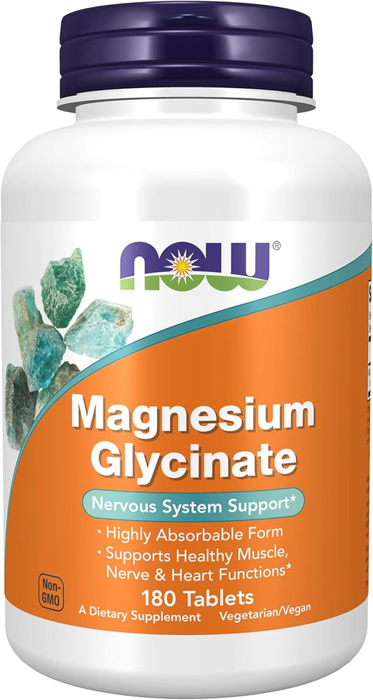 NOW Supplements, Magnesium Glycinate 100 mg, 180 Tablets