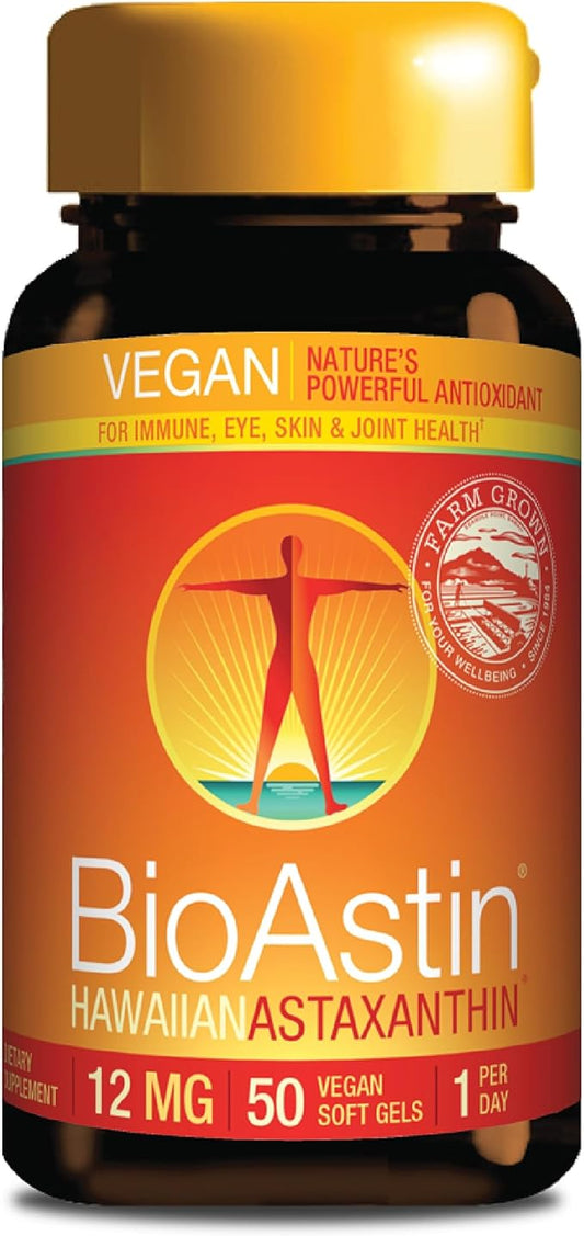 Nutrex Hawaii Vegan BioAstin Hawaiian Astaxanthin 12mg, 50 50 Softgels