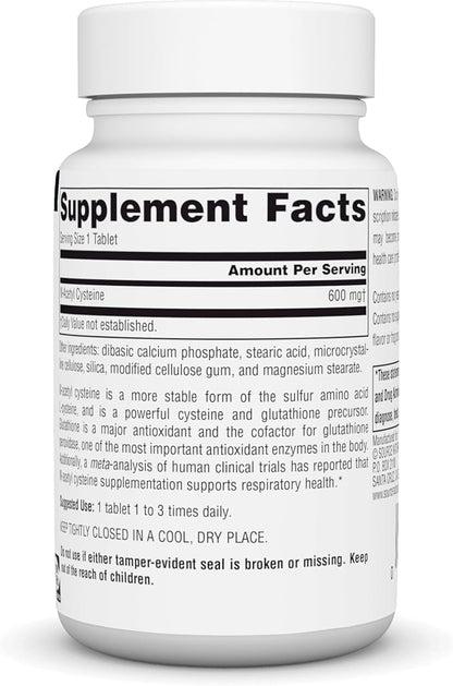 Source Naturals N-Acetyl Cysteine Antioxidant Support 600 mg 60 Tablets