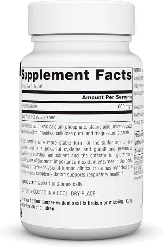 Source Naturals N-Acetyl Cysteine Antioxidant Support 600 mg 60 Tablets