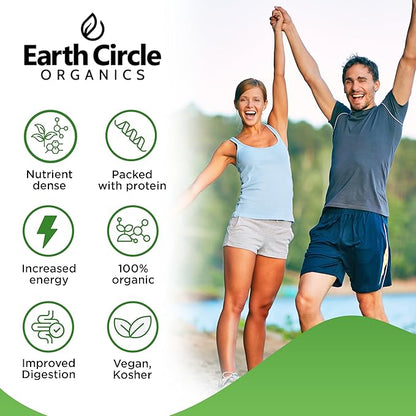 Earth Circle Organics Organic Chlorella Powder Superfood | Kosher | Broken Cell Wall Chlorophyll, Vegan, Super Green Algae, Clean Chlorella, High in Protein, Fiber & Amino Acids - 4oz
