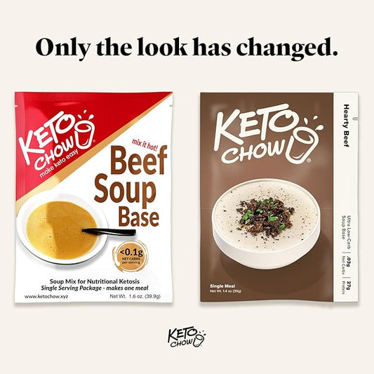 Keto Chow Hearty Beef - Keto Meal Replacement Soup Powder - Nutritionally Complete - Low Carb - Delicious Easy Meal Substitute - Protein Rich You Choose The Fat - Single Meal Sample