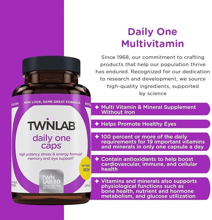 Twinlab Daily One without Iron and with Florglo, 60 Count